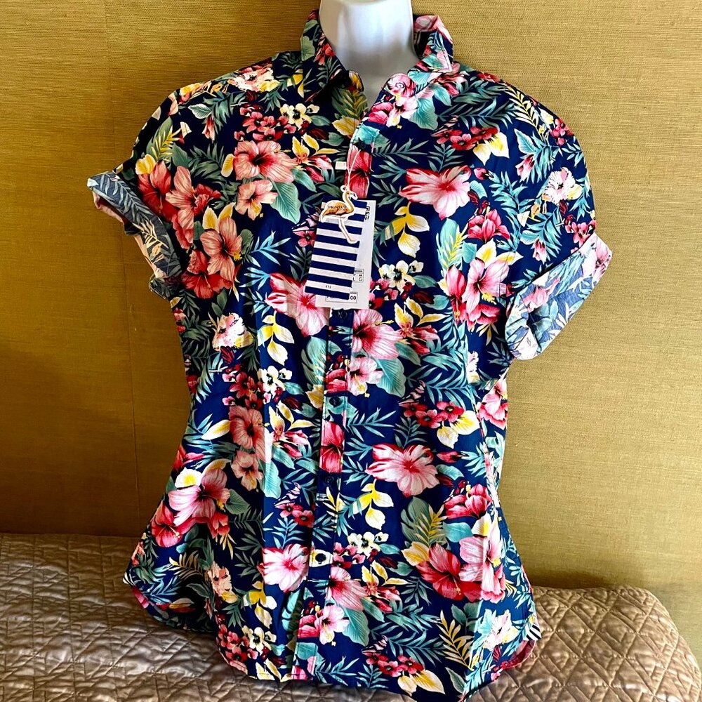 NEW Cactus Man Ricky Singh Flowery Shirt Unisex Rolled up Sleeves SZ L